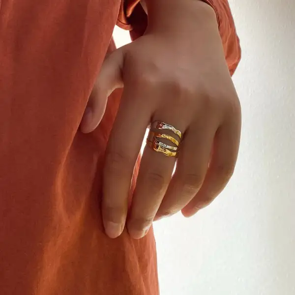 Mixed Multi Row Hammered Ring, photo 2
