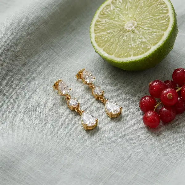Triple CZ Drop Earrings, photo 3
