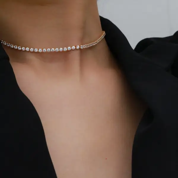 Gold Plated Cubic Zirconia Tennis Necklace, photo 2