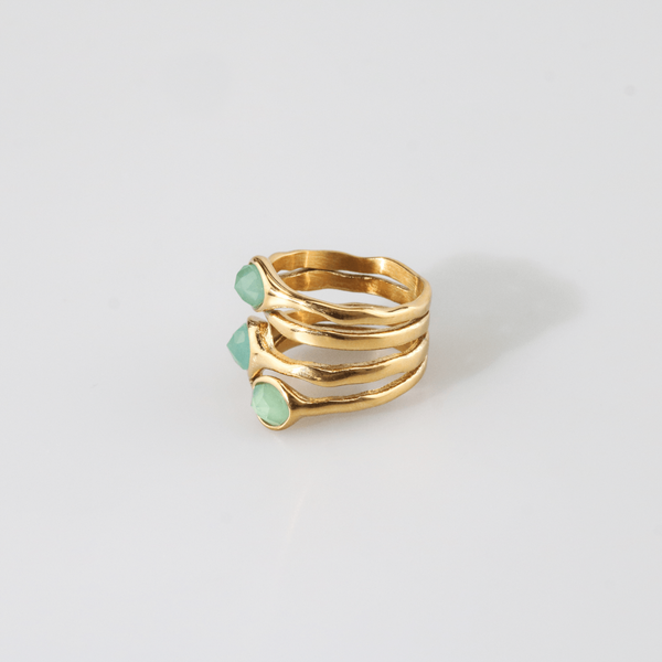 Green Stone Multi Row Ring, photo 2