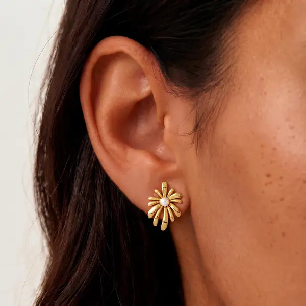Sunburst Pearl Stud Earrings, photo 2