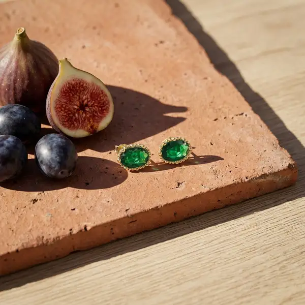 Emerald Oval Stud Earrings, photo 3