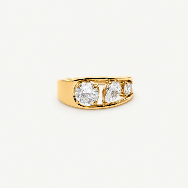 Mixed Cut Three Stone Ring
