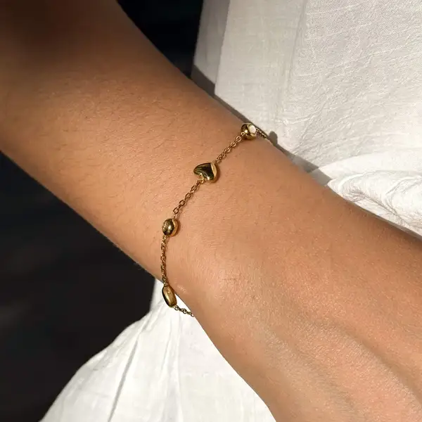Gold Heart CZ Station Bracelet, photo 2