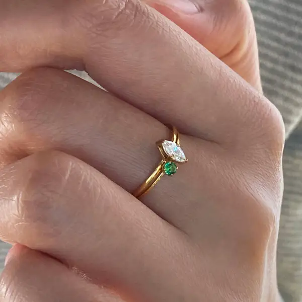 Tiny Green Stone Stacking Ring, photo 2