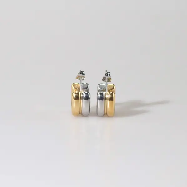 Two Tone Small Hoop Earrings, photo 4