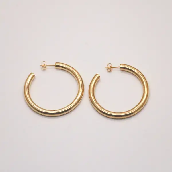 Faith Chunky Large Hoops 48mm Gold Earrings, photo 2