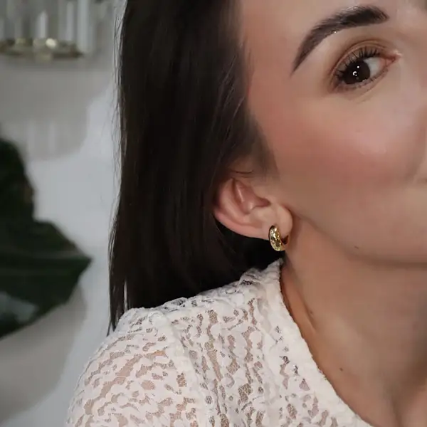 Stainless Steel Gold Hoop Earrings with Star Details, photo 4