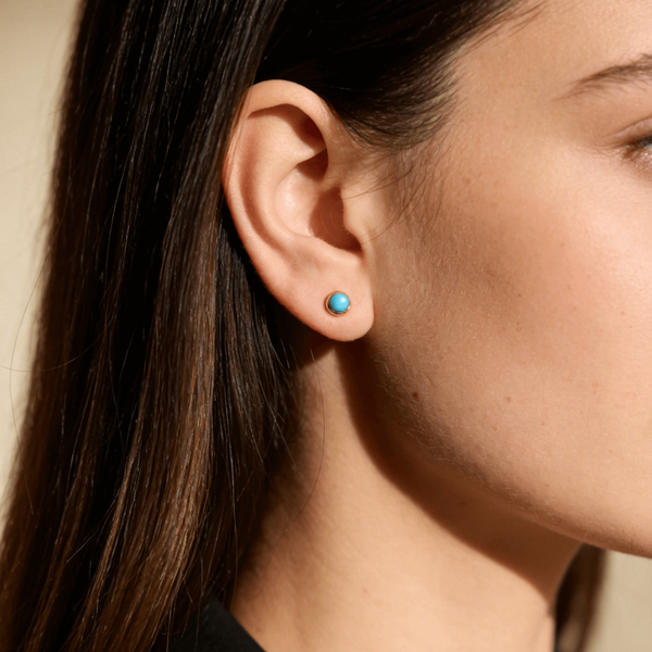 Blue Agate Stud Earrings for Women, photo 2