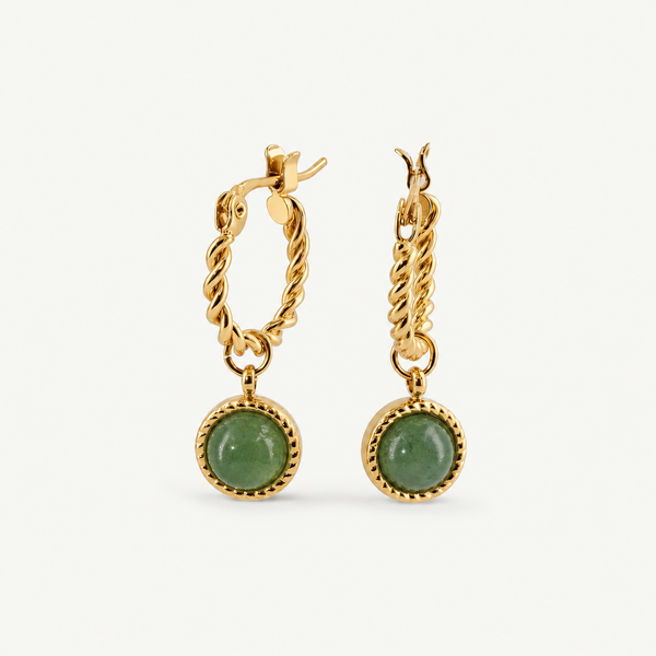 Green Jade Hoop Earrings