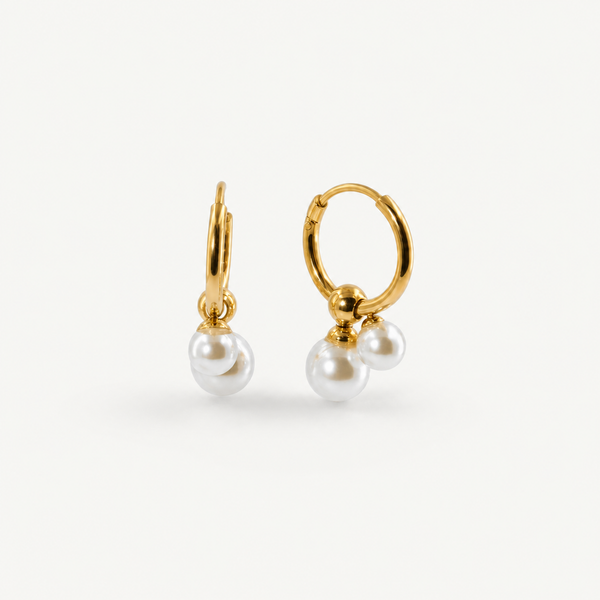 Double Pearl Hoop Earrings