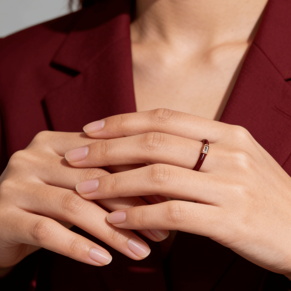 Red Enamel Stacking Ring, photo 2