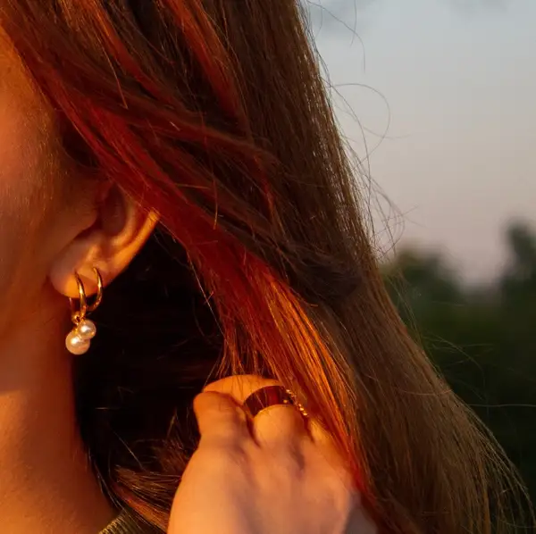 Double Pearl Hoop Earrings, photo 2