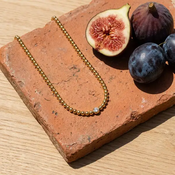 Dainty Solitaire Beaded Necklace, photo 4