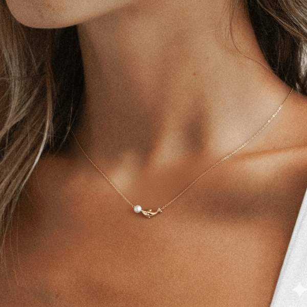 Dolphin's Kiss Pearl Pendant Necklace