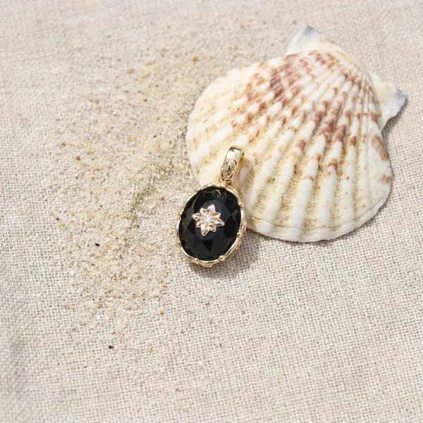 Vintage Black Onyx Starburst Charm, photo 3