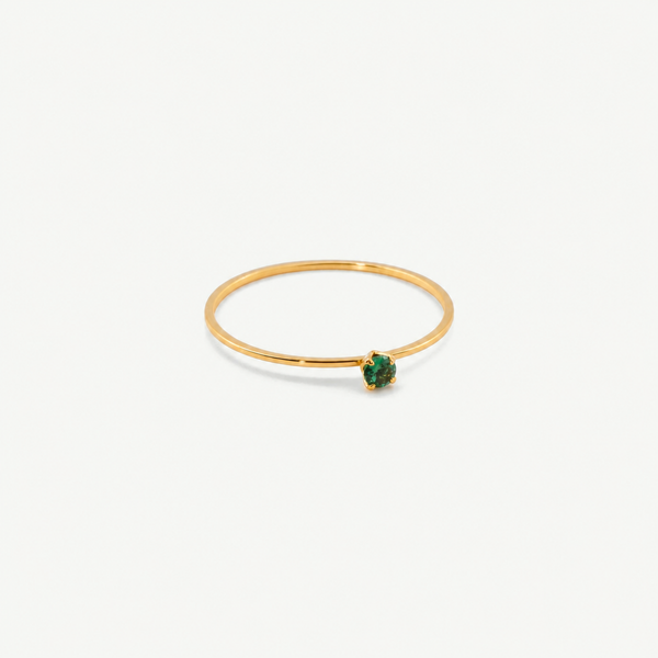 Tiny Green Stone Stacking Ring