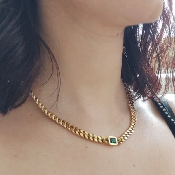 Emerald Gem Curb Chain Necklace, photo 3