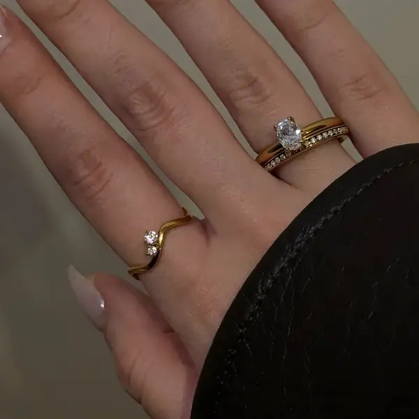Oval Pave Duo Ring Set, photo 10