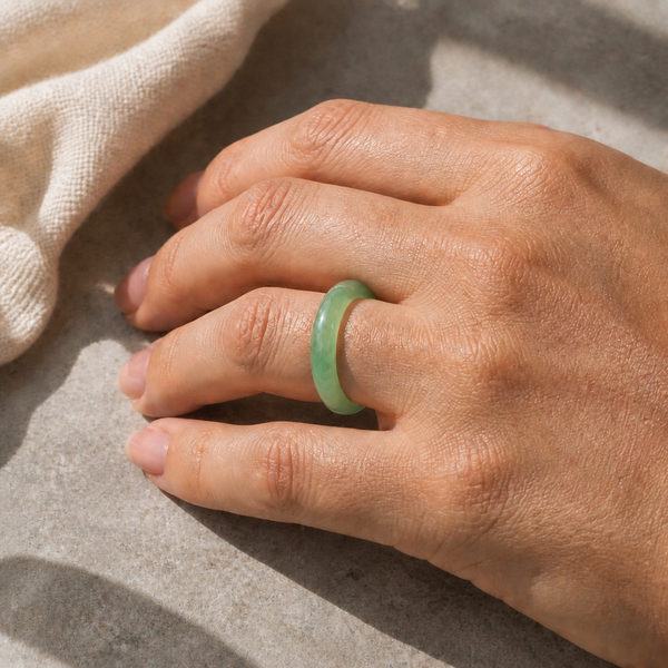 Light Green Jade Band Ring, photo 2