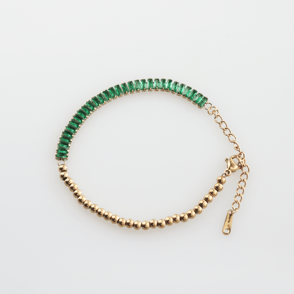 Half Emerald Half Beaded Bracelet, photo 2