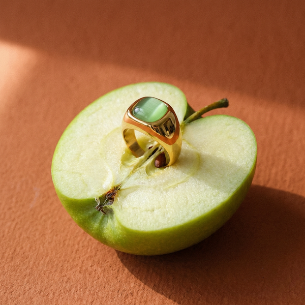 Green Cat's Eye Signet Ring, photo 2