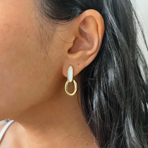 Nerida Mother of Pearl Hoop Earrings, photo 5