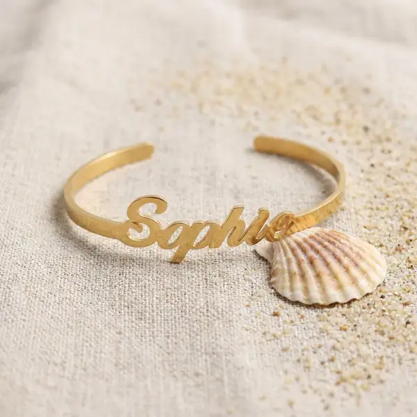 Personalized Gold Name Cuff Bracelet, photo 3