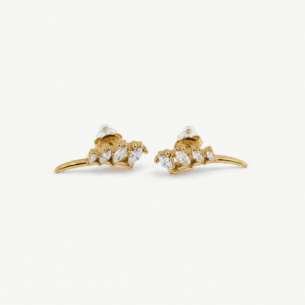 Gold Marquise Cluster Ear Climbers