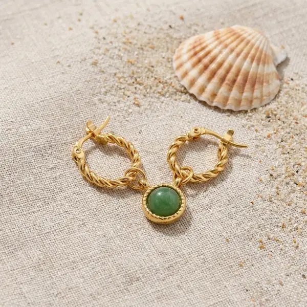 Green Jade Hoop Earrings, photo 4
