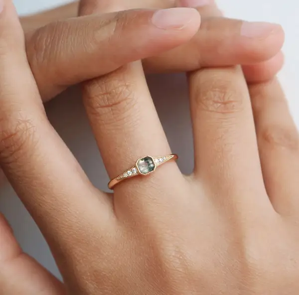 Vintage Gold Plated Aquatic Agate Ring, photo 4