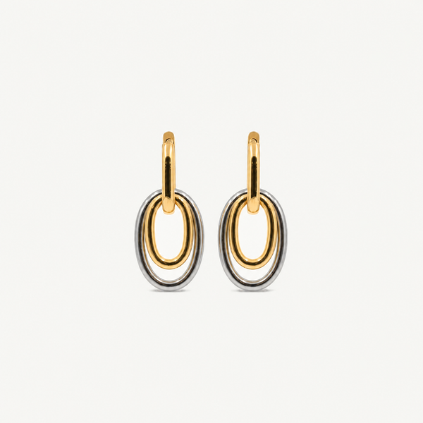 Mixed Metal Double Hoop Earrings