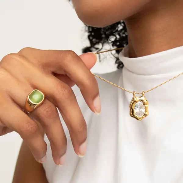 Green Cat's Eye Signet Ring, photo 4
