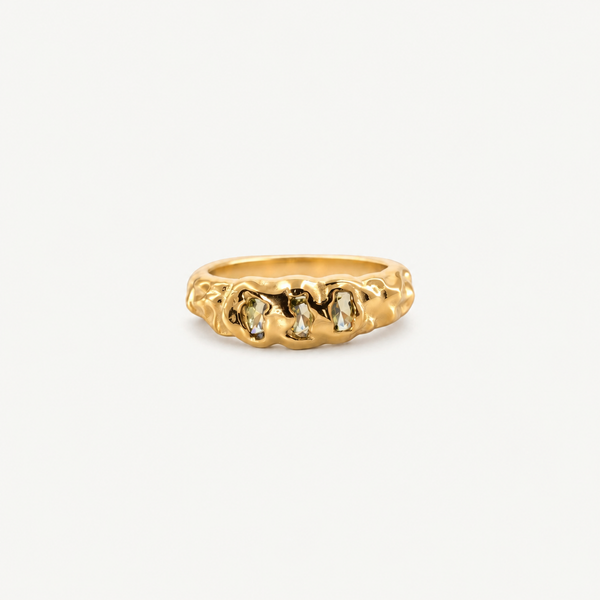 Triple Stone Hammered Ring