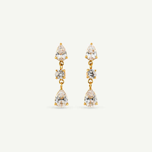 Triple CZ Drop Earrings