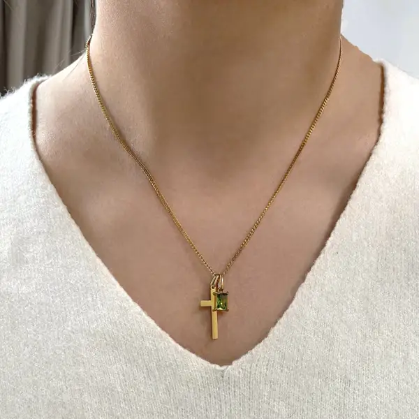 Personalized Cross & Birthstone Necklace, photo 6