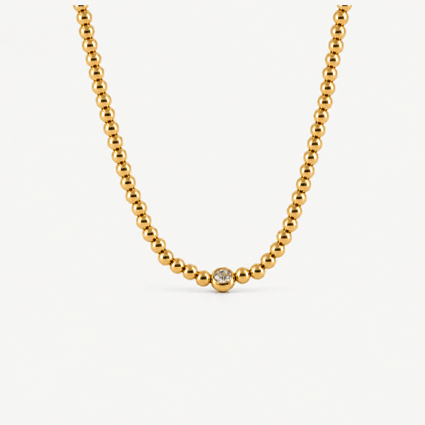 Dainty Solitaire Beaded Necklace