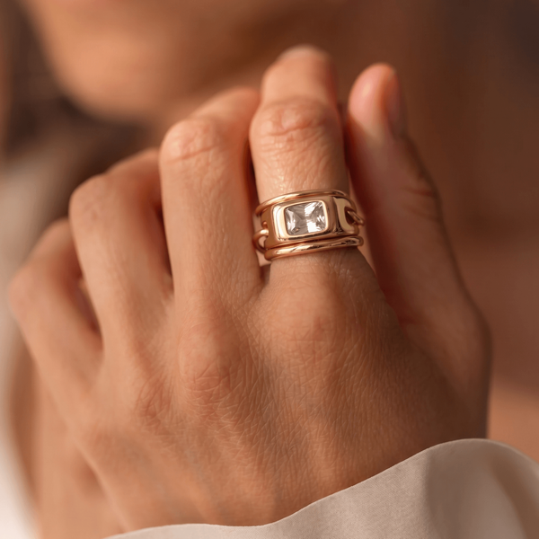 Triple Link Rectangle CZ Ring, photo 2