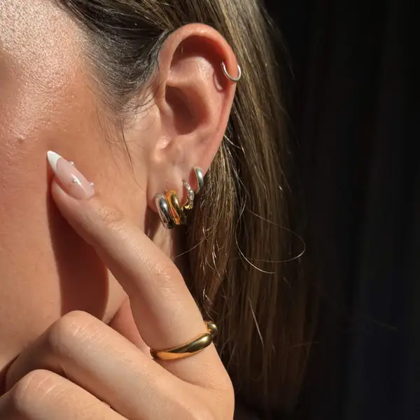 Two Tone Small Hoop Earrings, photo 3