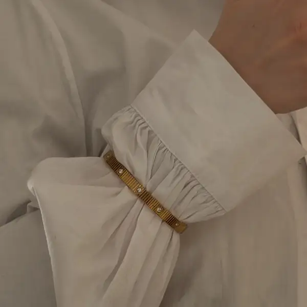 Ribbed Crystal Bangle Bracelet, photo 4