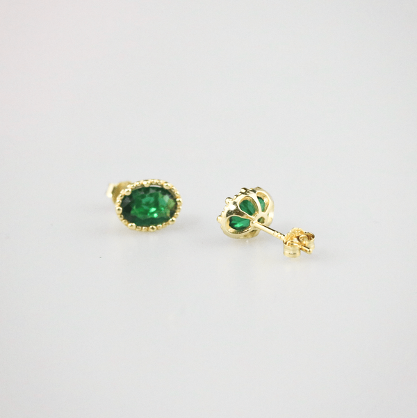 Emerald Oval Stud Earrings, photo 2