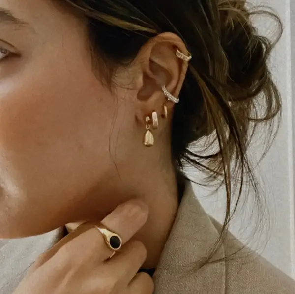Gold Teardrop Dangle Earrings, photo 3