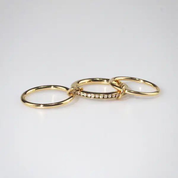 Gold Stacking Ring with Zircon Stones, photo 10