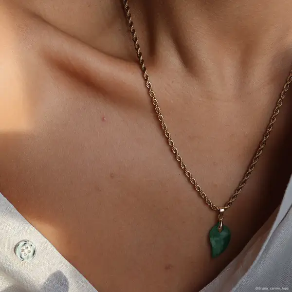 Gold Jade Comma Pendant Necklace, photo 3