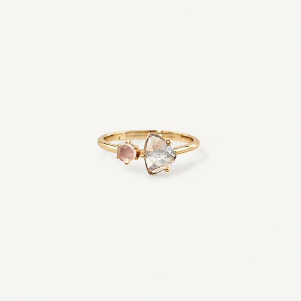 Adjustable Moon and Rose Ring