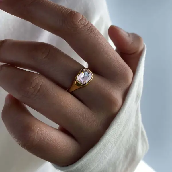 Pink Emerald Cut Ring, photo 2