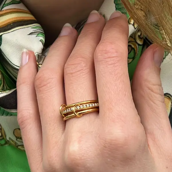 Gold Stacking Ring with Zircon Stones, photo 6