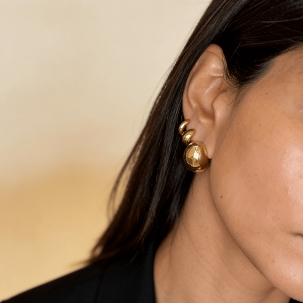 Gold Pebble Stud Earrings, photo 6