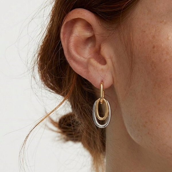 Mixed Metal Double Hoop Earrings, photo 3