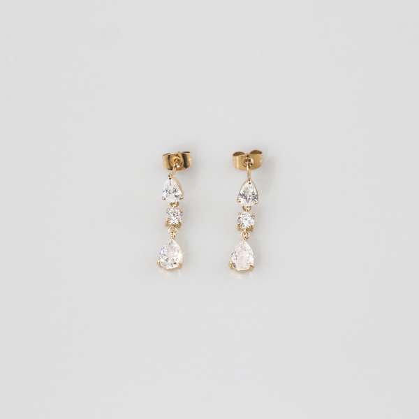 Triple CZ Drop Earrings, photo 2